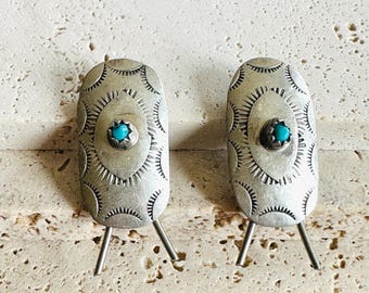 SILVER925 TURQUOISE INDIAN RING/シルバー/リング Genuine Turquoise Cluster Ring 925 Sterling Silver Turquoise