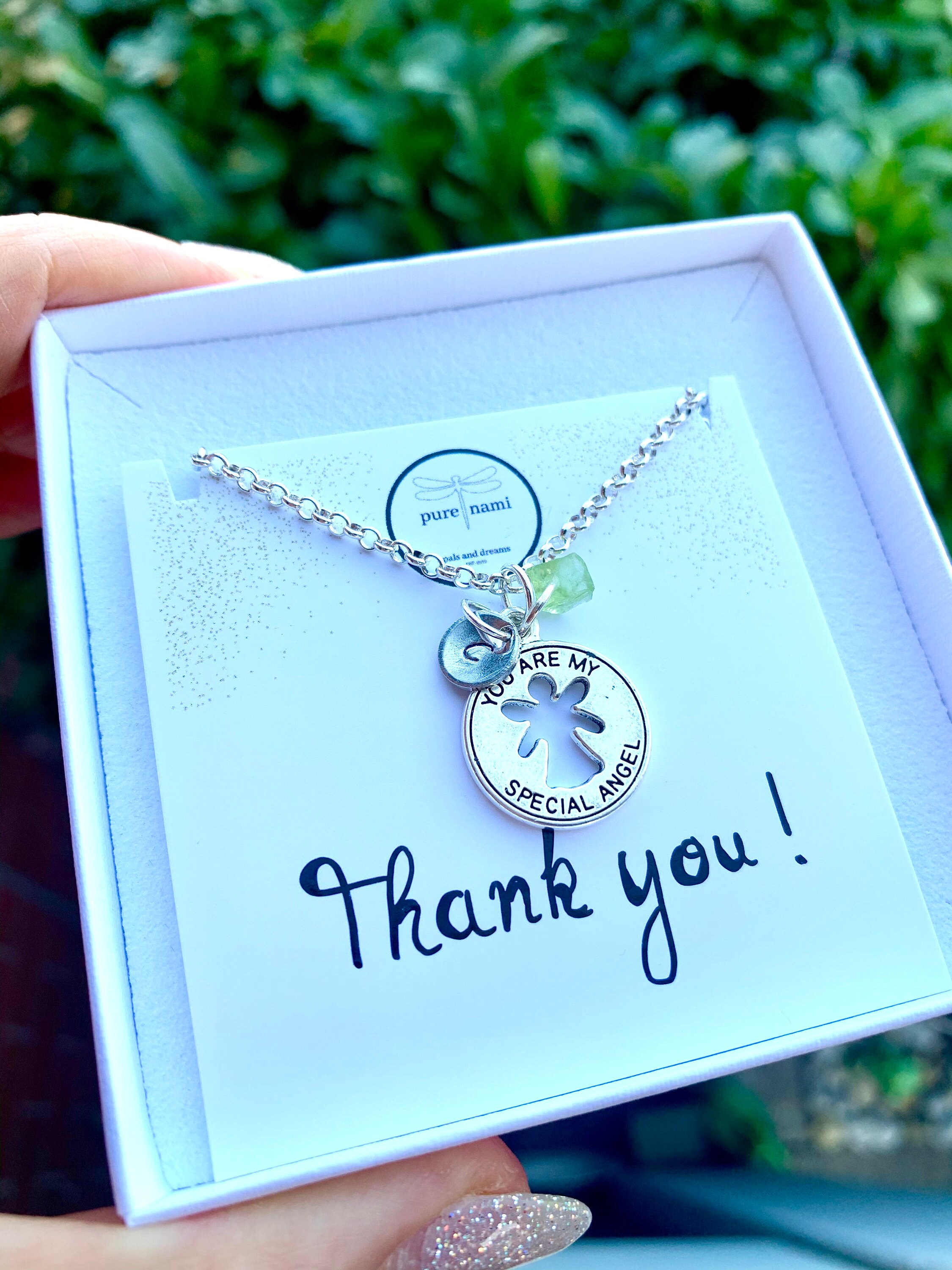 Thank you Necklace Crystal personalized Birthday Gift for Etsy