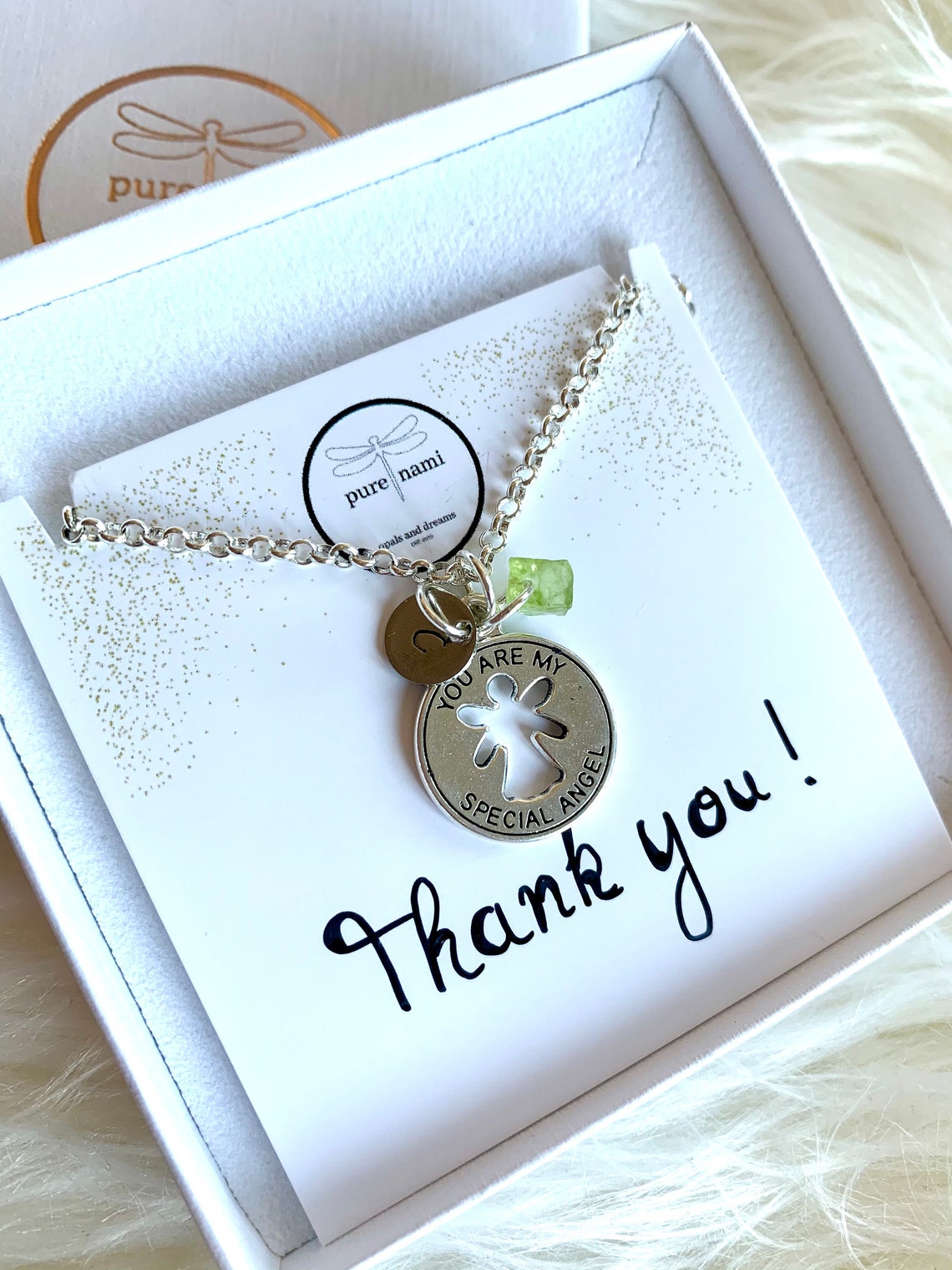 Thank you Necklace Crystal personalized Birthday Gift for Etsy