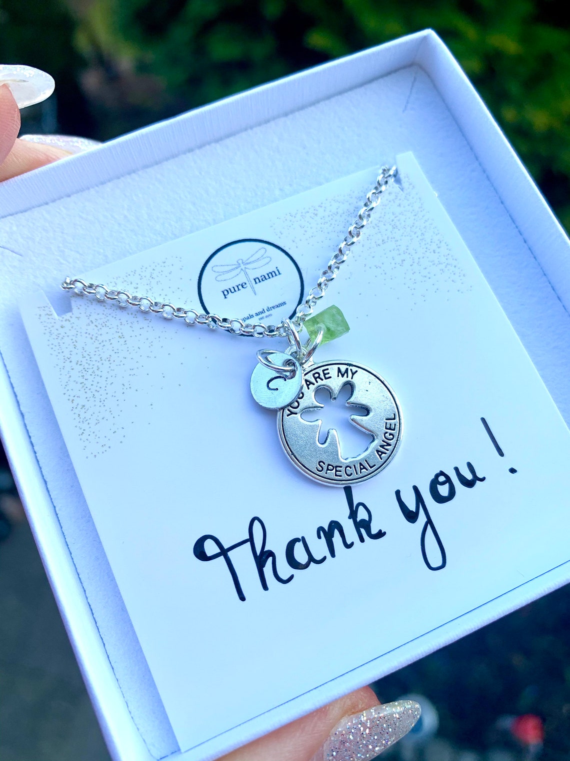 Thank you Necklace Crystal personalized Birthday Gift for Etsy