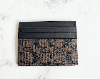 Vintage Coach Bifold Zip Card Case With Horse and Carriage Print