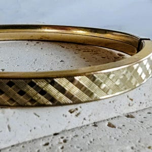 Vintage Gold Filled Bangle Bracelet – 1950s Minimalist Jewelry – Mid Century Modern Geometric Design
