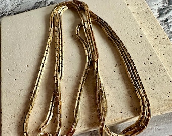 Vintage 1970-1980 Gold Tone Boston Link Chain Necklace length 35inch 90cm