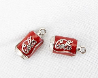 Sterling Silver 3D 10x6mm Single Can of Cola Soda Charm Sterling Silver 3D 10x6mm Single Can of Cola Soda Charm
