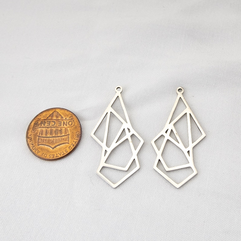 Silver Tone Charms Geometry Charm Jewelry Making Triangle Stainless Steel Pendant Craft Supplies SS0351