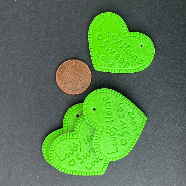 Lovely Home Sweet Home Keychains AG0054 4 Imitation Leather Pendant Charms Green