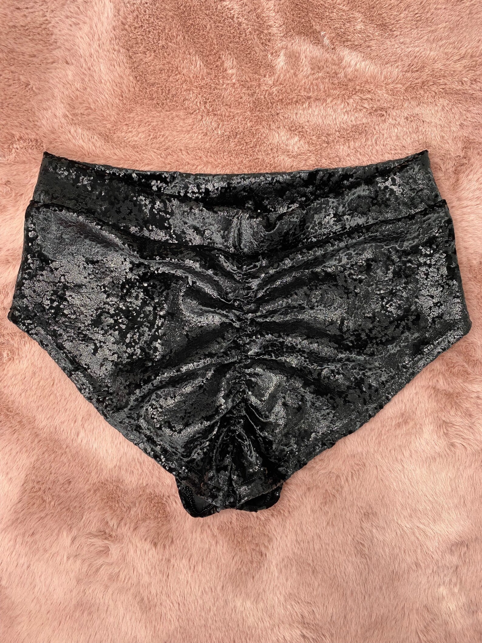 High Waisted Metallic Velvet Shorts Etsy