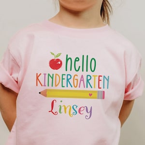 Girl Kindergarten Shirt, Hello Kindergarten Personalized Toddler school shirt, First day of school with name, Girls kindergarten shirt