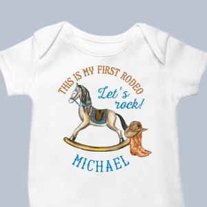 Cowboy Baby Boy Onesies®, Personalized Cowboy Baby Boy Shower Gift, My First Rodeo
