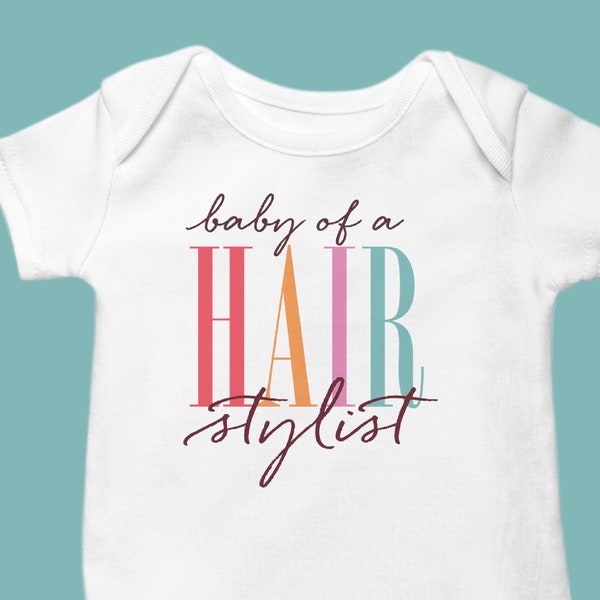 Hair stylist baby Onesie® birth announcement, Stylish baby shirt for hair dresser's kid, Hair salon baby shower little new member baby shirt