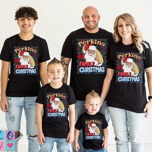 Family Christmas shirts, Vintage Santa group shirts, Customize With Your Family Name t-shirt, Christmas Family shirts tops for pajamas,