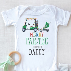 Christmas Golfer Baby Onesies®, Holiday gift or pregnancy reveal for golf loving grandparents