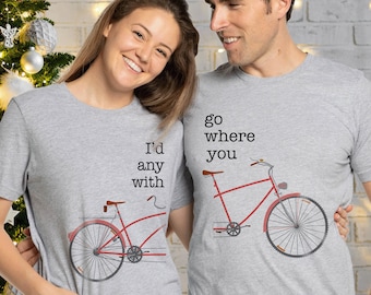 Fahrrad Tshirt Weihnachtsgeschenk, Süßes passendes Biker-T-Shirt für Freund, Fahrradfahrer Verlobte Pullover Passendes Biker Pärchen Shirt