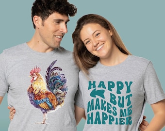 Matching Couple Funny T-shirts Gift, Rooster Honeymoon Girlfriend Happy Boyfriend Shirts, His and Hers Shirts, Couple Shirts Matching Shirts