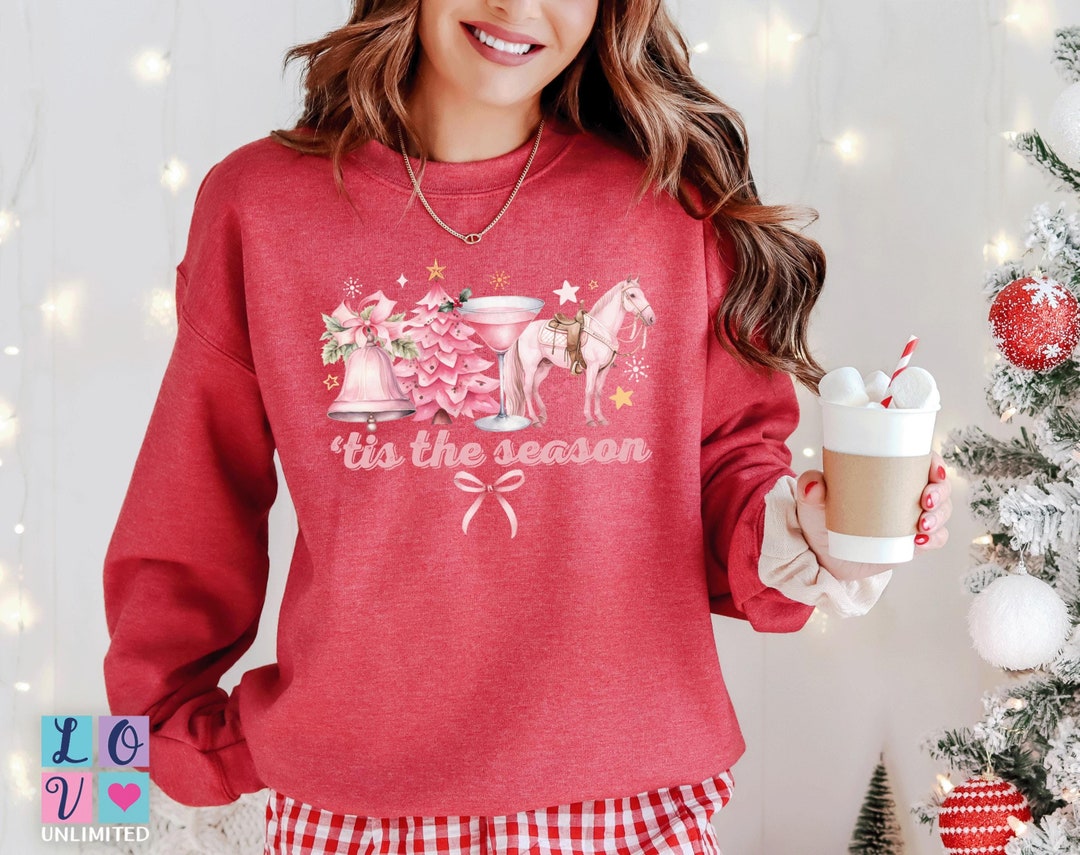 Pink Horse Equestrian Christmas Tshirts Gift, Pink Pony Christmas