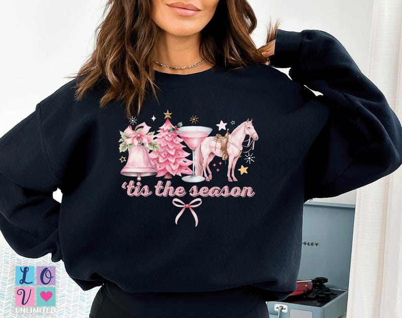Pink Horse Equestrian Christmas Tshirts Gift, Pink Pony Christmas
