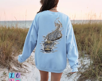 Respect the Locals Alligator Sweatshirt – Custom Location Front – Swamp Wildlife Tee, Gator Shirt Florida Gift, Eco Nature Outdoors Shirt