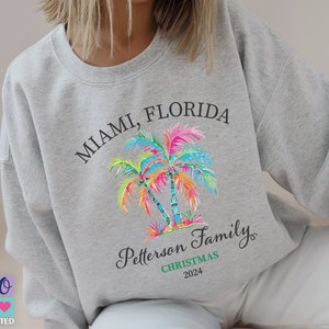 Personalized Family Christmas Vacation Sweatshirt, Tropical Christmas Family Shirts, Matching Holiday Family Reunion Shirts Gift