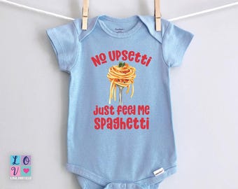 No Upsetti Just Feed Me Spaghetti babyshirt, grappig shirt voor peuter eten, schattige pasta babyromper, spaghetti kinder-T-shirt voor foodie baby's