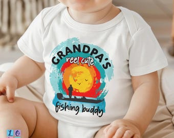 Opas Rolle niedlicher Angeln-Buddy-Baby-Bodysuit, lustiges Baby-Fischen-Shirt, Opa-Baby-Outfit, Babypartygeschenk, Opas Angelfreund