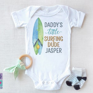 Surf Onesie®, Surfer Dude Baby Boy bodysuit, Personalized Surf baby Onesie®, Hipster Baby, Cute Baby Clothes, Surfer Baby Boy Shirt