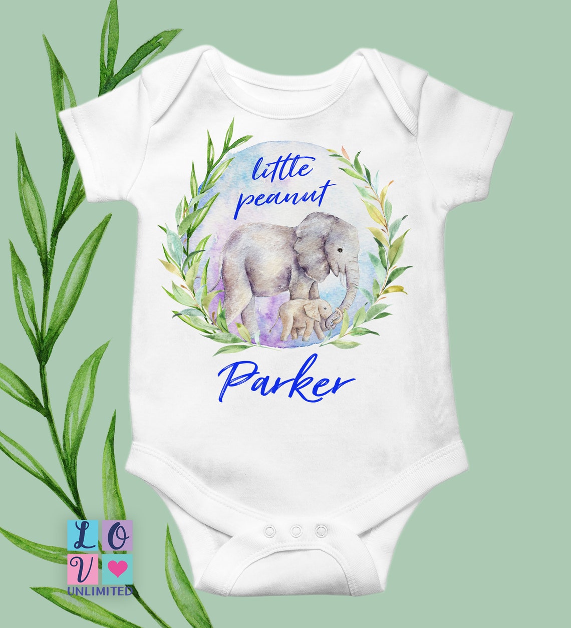Elephant Baby Boy Onesie® Personalized Baby Elephant Etsy