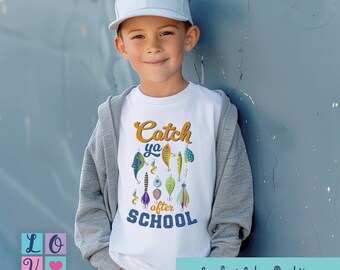 Catch Ya After School Comfort Colors®-kindershirt, terug naar school T-shirt met vissenlokmiddel, outdoor peutercadeau vissersjongen