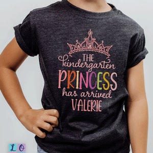 Girl Kindergarten Princess Shirt, Kindergarten Personalized Toddler school shirt, First day of school with name Girls kindergarten shirt