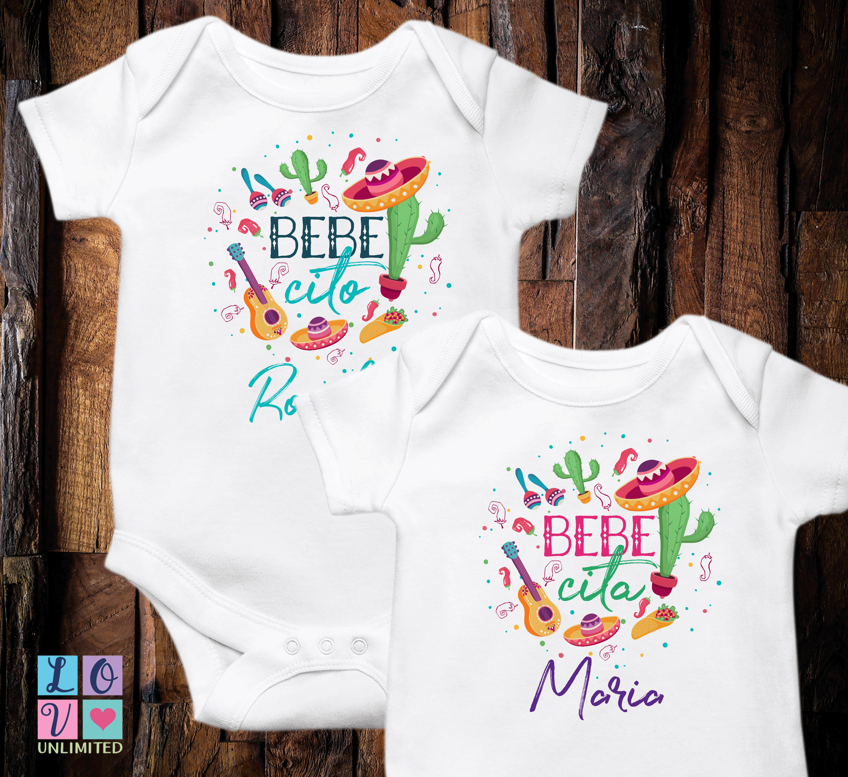 Bebecita Baby Onesie®, Bebecito Baby Onesies®, Mexican themed baby shower gift, Spanish gender reveal Onesie®