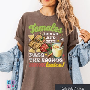 Tamales eierpunch kerst Comfort Colors® shirt, Tamale diner familieshirt, Tamale Mexicaans eten liefhebbers shirt, Mexicaanse vrouw feest shirt cadeau