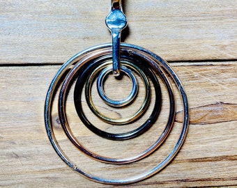 HANDMADE Sunrise Pendant Necklace/ Five Circles in Tri-Tone/ Gift for Girlfriend