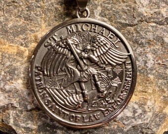 Archangel Protection Pendant for Men/ Stainless Steel St Micheal Necklace/ Gift for Him/Valentines day