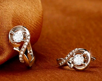 925 Sterling Silver Infinite Earrings with Diamond Stone Cubic Zirconias ~ Gift for Her