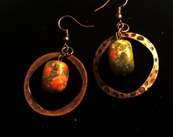 Unakite Gemstone Earrings ~ Handmade Jewelry for Her