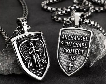 Archangel Saint Michael Stainless Charm, Spiritual Shield Archangel Pendant, St Micheal Necklace, St Michael Is Commander Of The Army Of God