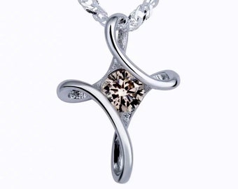 Women's 925 Sterling Silver Crystal Cross Choker Necklace ~ Mothers Day Gift