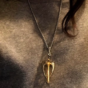 Angel Wings Necklace, Unisex Titanium Sword Pendant, Titanium Religious Jewelry, Men Faith Gift, Sword Necklace, Angel Sword Pendant image 4