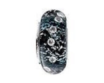 sterling Silver Chamilia Radiance Collection- Black Shine Murano Glass Bead