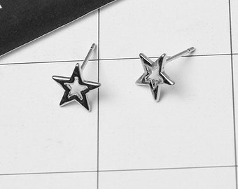 Silvertone Five Point Star Stud Earrings, Gifts For Her, Patriotic Jewelry, Fourth of July, Fashion Jewelry, Stud Earrings, Independence Day