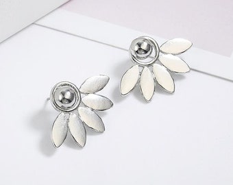 Silver Tone 2 En 1 Boucles d’oreilles pendantes, Cadeaux pour elle, Boucles d’oreilles en fleurs, Vestes de boucles d’oreilles, Accessoires de bijoux de mode