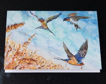 Barn swallow art greeting card