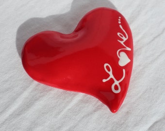 Red Curvy Ceramic Bubble Heart for Valentines Day, Love or Just Because
