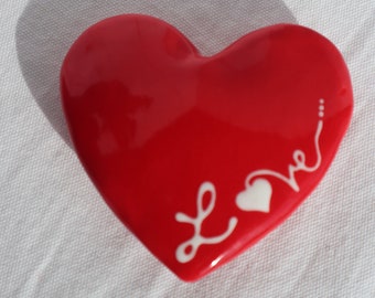 Ceramic Heart Red Love Bubble Heart for Valentines Day, proposal, Love or Just Because