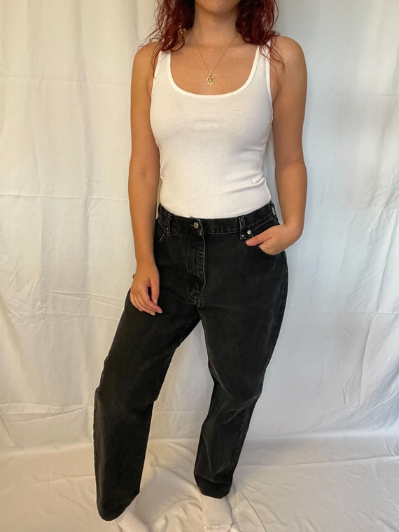 Black Rhinestone Mom Jeans- with Swarovski Crystal