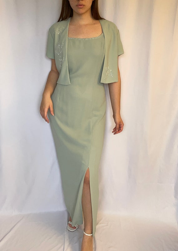 Mint Green Two Piece Lace Prom Dress Gem