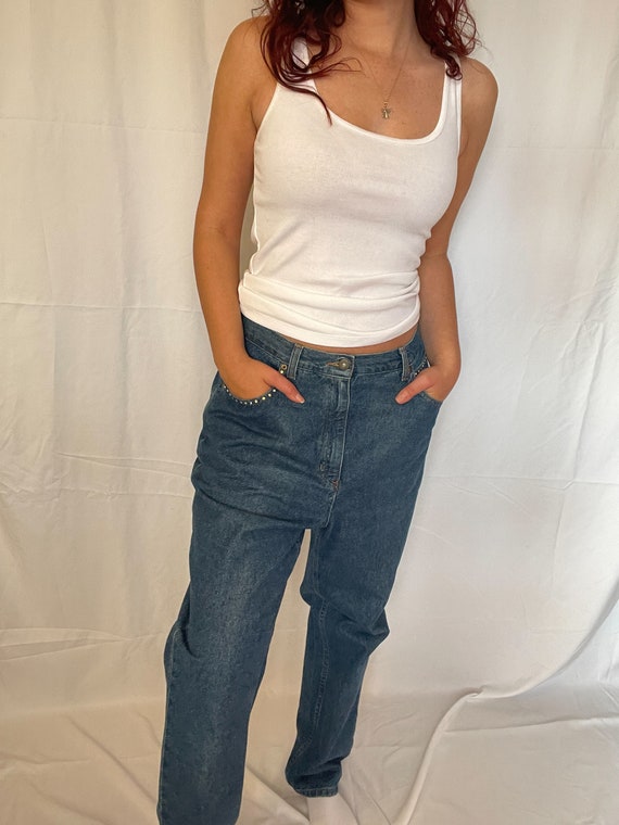 Liz Claiborne Denim Mom Jeans with Swarovski Cryst
