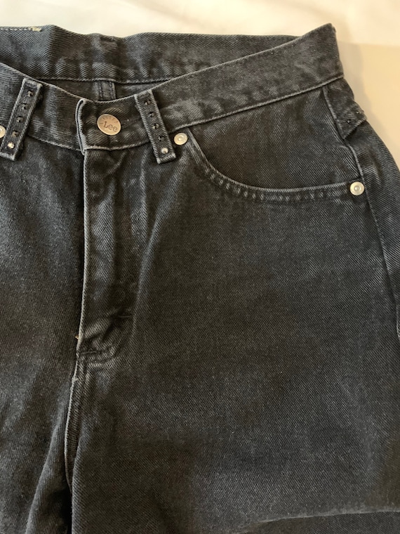 Black Washed Rhinestone Denim Jeans