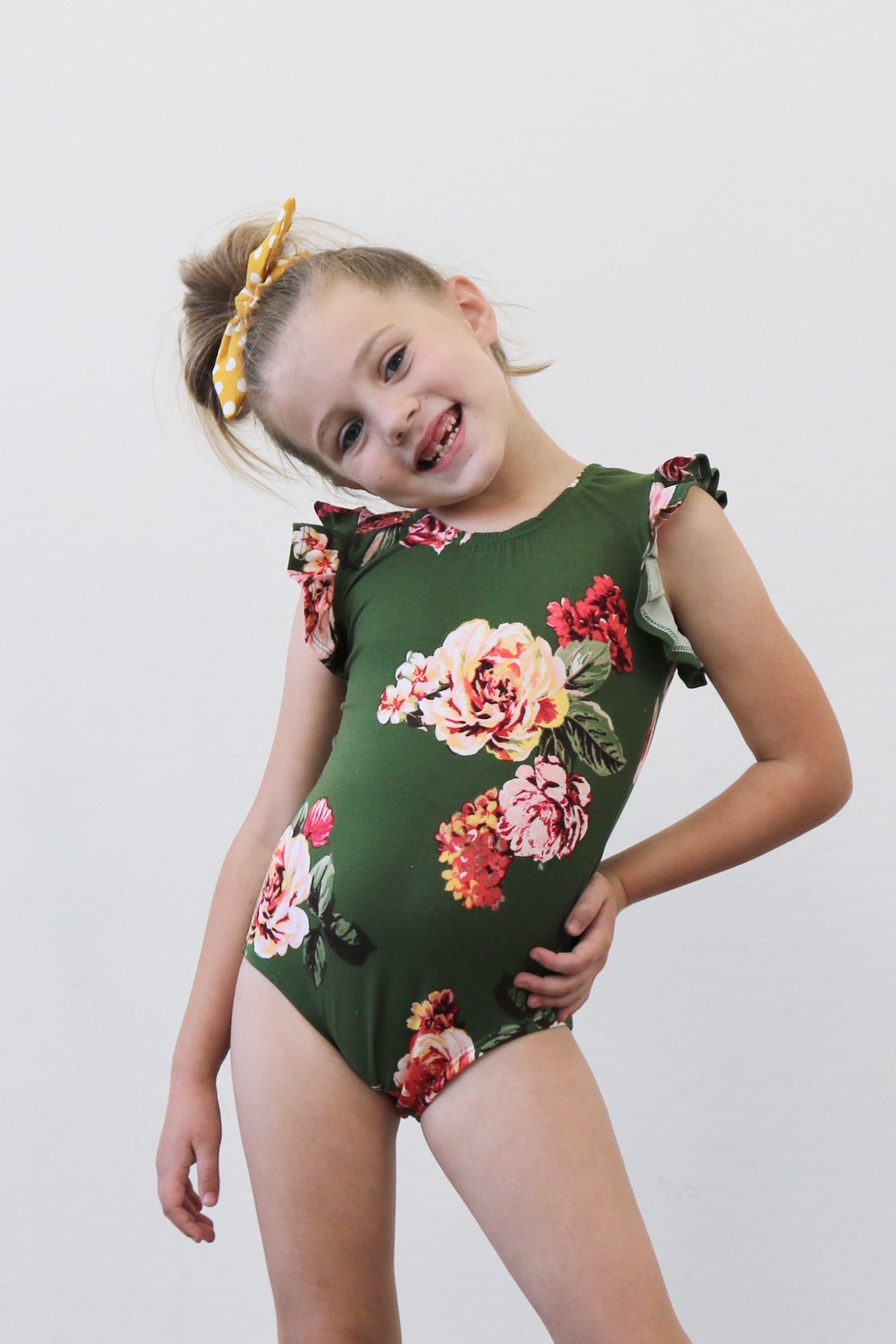 Green Floral print Leotard / Girls ballet leotard / Toddler Etsy
