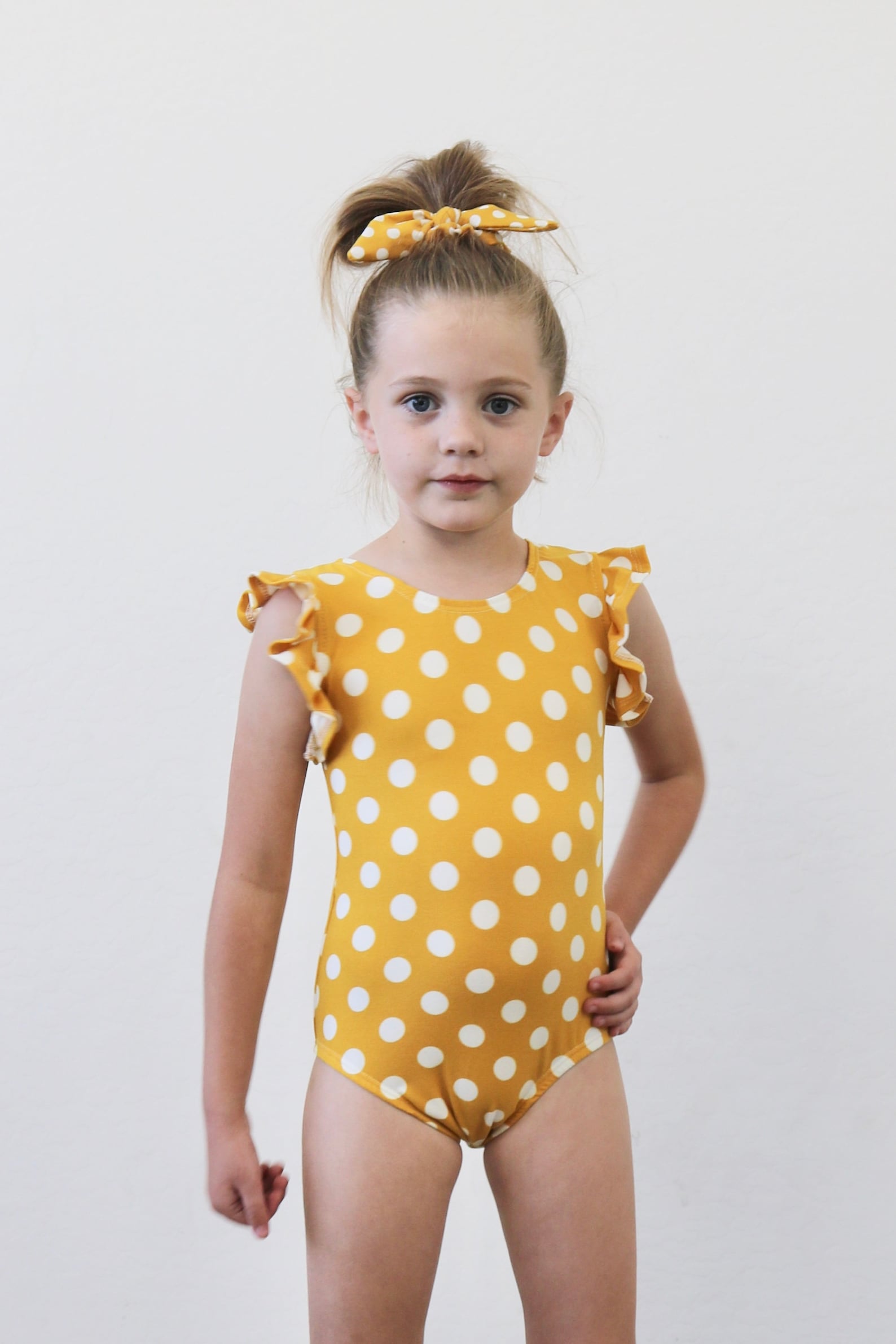 Yellow Polka Dot cute girls Leotard Bodysuit / Girls ballet Etsy