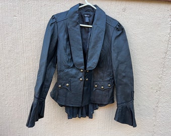 1990s Vintage Genuine Leather Embroidered Motorcycle Jacket